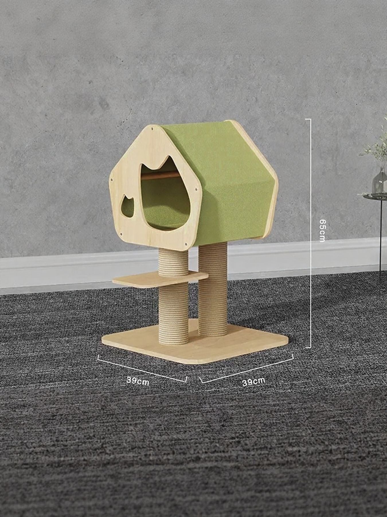 Modern Wooden Cat Condo with Scratching Post by Trendsi