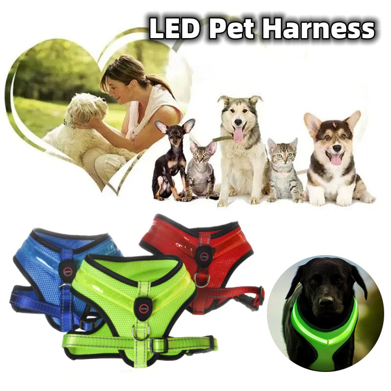 LED Luminous Dog Harness Led USB Charging Dog Chest Strap Vest Pet Safety Reflective Harness Pet Vest For Puppy Large Dog Pet Products by DC-THE CEO
