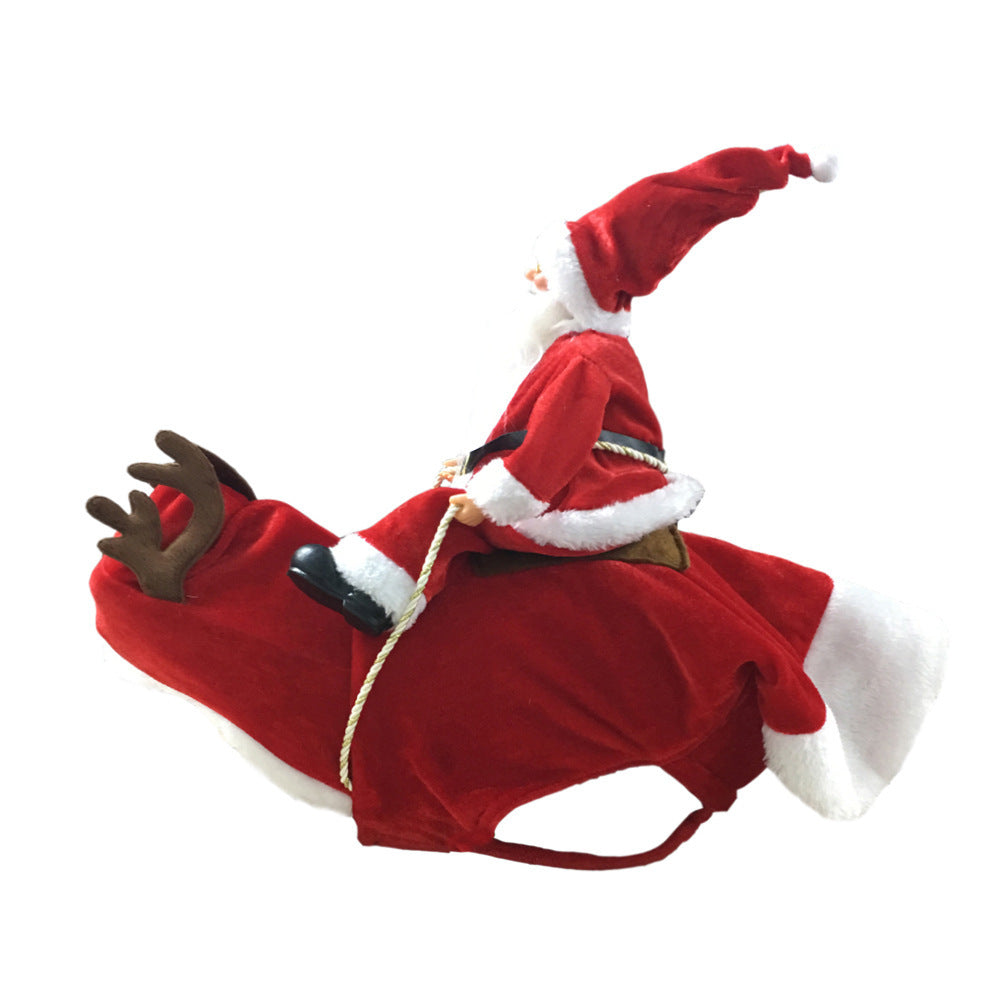 Dog Christmas Clothes Santa Claus Riding Deer by DC-THE CEO