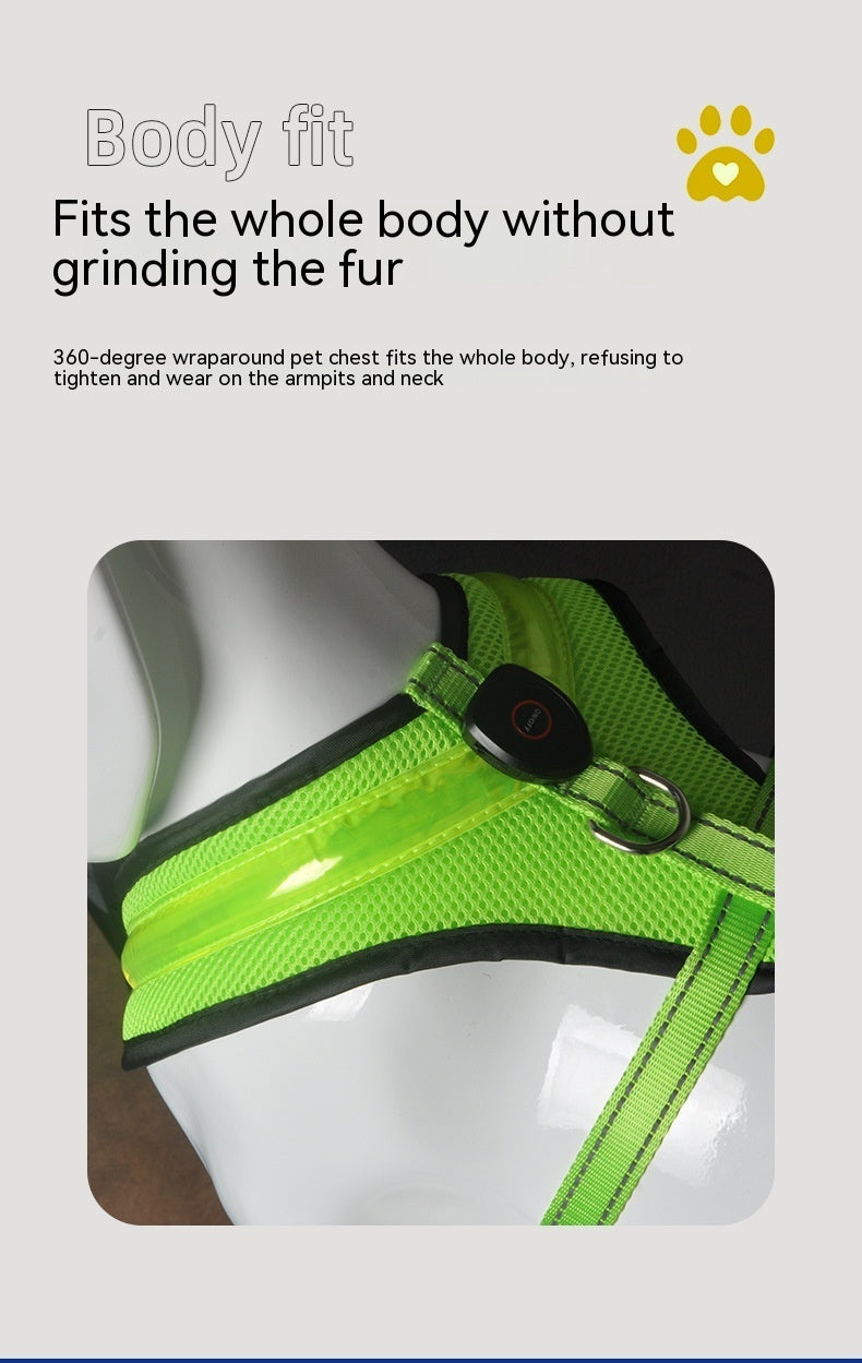 LED Luminous Dog Harness Led USB Charging Dog Chest Strap Vest Pet Safety Reflective Harness Pet Vest For Puppy Large Dog Pet Products by DC-THE CEO