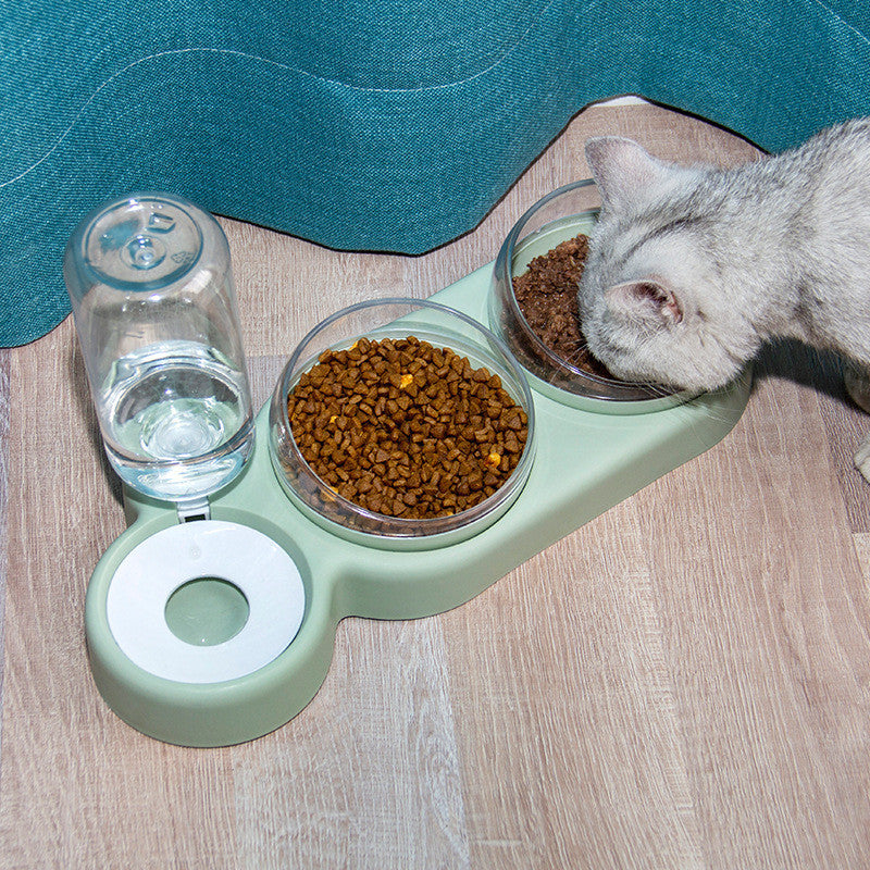 Pet Cat Bowl Automatic Feeder Dog Cat Food Bowl With Water Fountain Double Bowl Drinking Raised Stand by DC-THE CEO