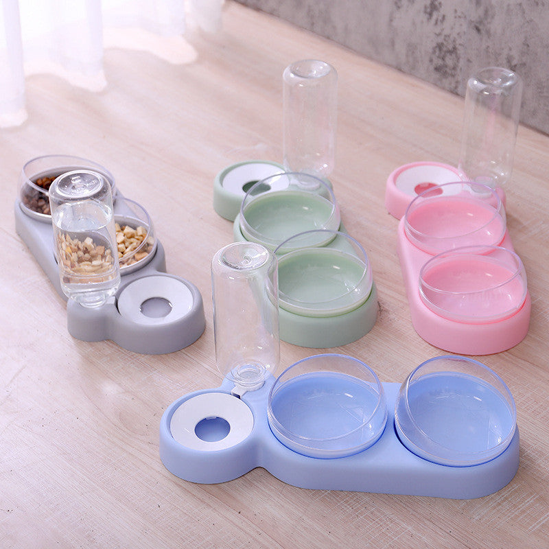 Pet Cat Bowl Automatic Feeder Dog Cat Food Bowl With Water Fountain Double Bowl Drinking Raised Stand by DC-THE CEO