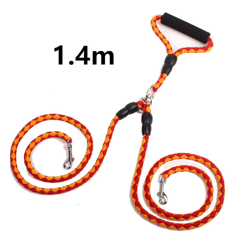 Double-Ended Traction Rope For Walking The Dog Hand-Double-Ended Traction Rope One Plus Two Leash Collar Pet Supplies Dog Collar by DC-THE CEO