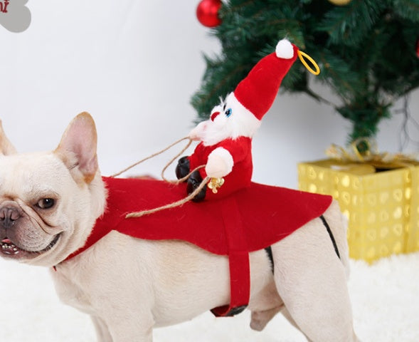 Dog Christmas Clothes Santa Claus Riding Deer by DC-THE CEO