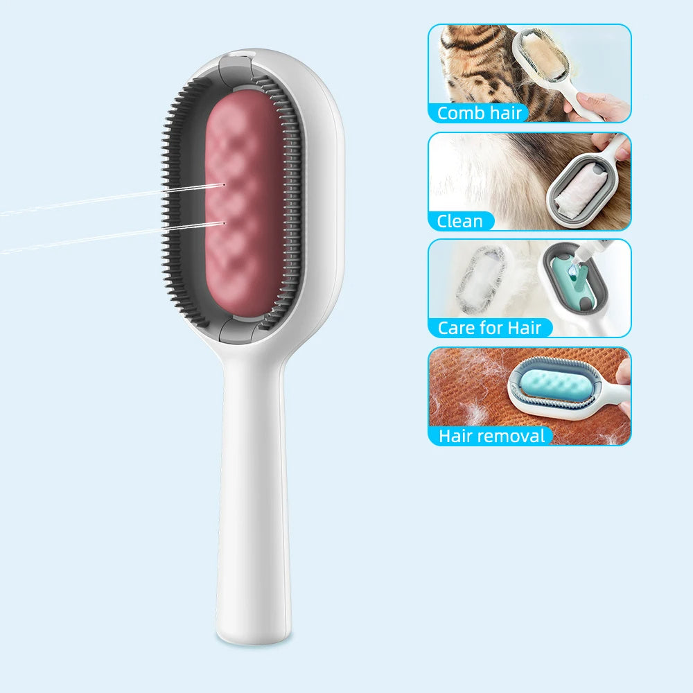 Cat Hair Brush With Water, Sticky Brush For Cats, 4 In-1 Cat Grooming Brush Creative Update Cat Dog Grooming Comb With Water Tank Double-Sided Hair Removal Brush Kitten Pet Supplies Accessories by DC-THE CEO