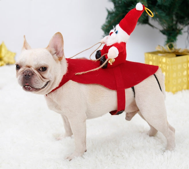 Dog Christmas Clothes Santa Claus Riding Deer by DC-THE CEO