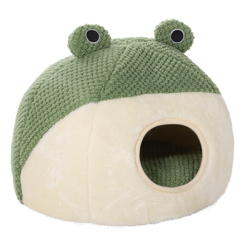 Pet Cat Dog Nest Little Frog Series Warm Plush Mat Autumn Winter Pet House Full Package Nest For Small Cats Dogs Within 5KG by DC-THE CEO