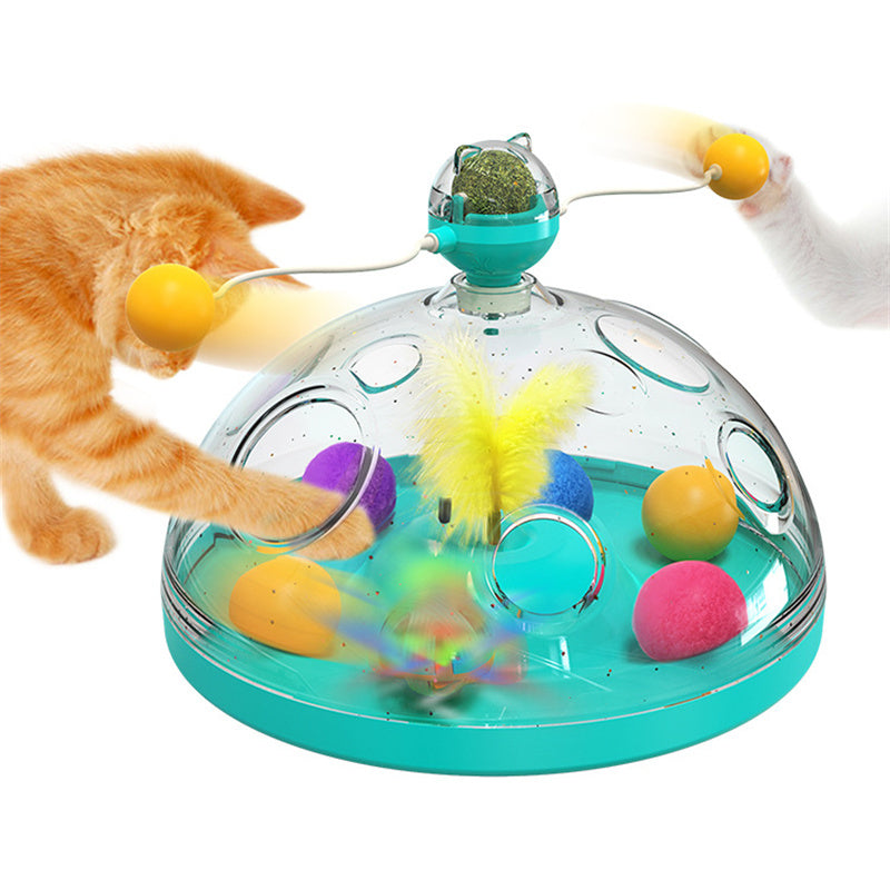 Meows Windmill Funny Cat Toys Interactive Multifunctional Turntable Pet Educational Toys With Catnip Luminous Ball Pinwheel Toys Pet Products by DC-THE CEO