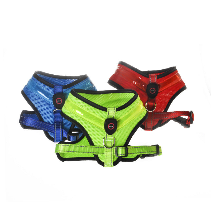 LED Luminous Dog Harness Led USB Charging Dog Chest Strap Vest Pet Safety Reflective Harness Pet Vest For Puppy Large Dog Pet Products by DC-THE CEO