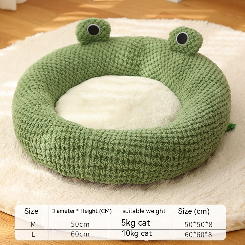 Pet Cat Dog Nest Little Frog Series Warm Plush Mat Autumn Winter Pet House Full Package Nest For Small Cats Dogs Within 5KG by DC-THE CEO