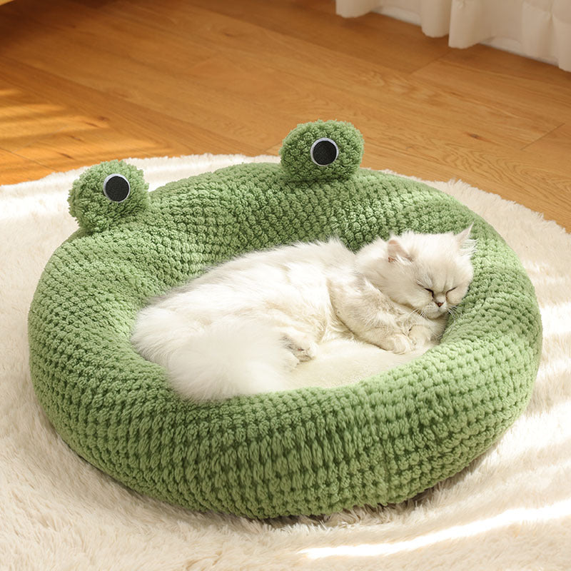 Pet Cat Dog Nest Little Frog Series Warm Plush Mat Autumn Winter Pet House Full Package Nest For Small Cats Dogs Within 5KG by DC-THE CEO